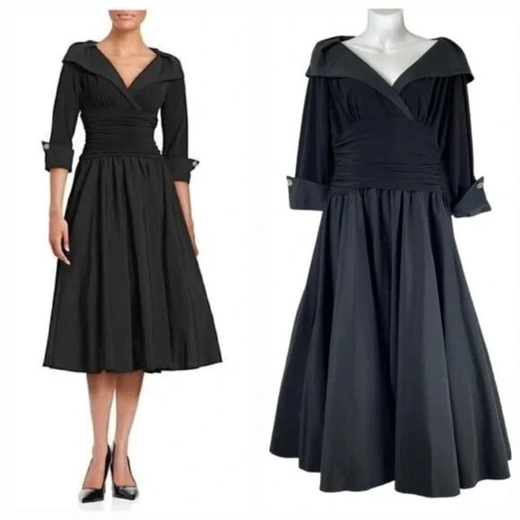 Eliza J Elegant Ruched Cocktail Swing Dress Size 16 - Picture 2 of 10